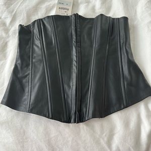 Zara faux leather black corset top size s. Brand new with tags